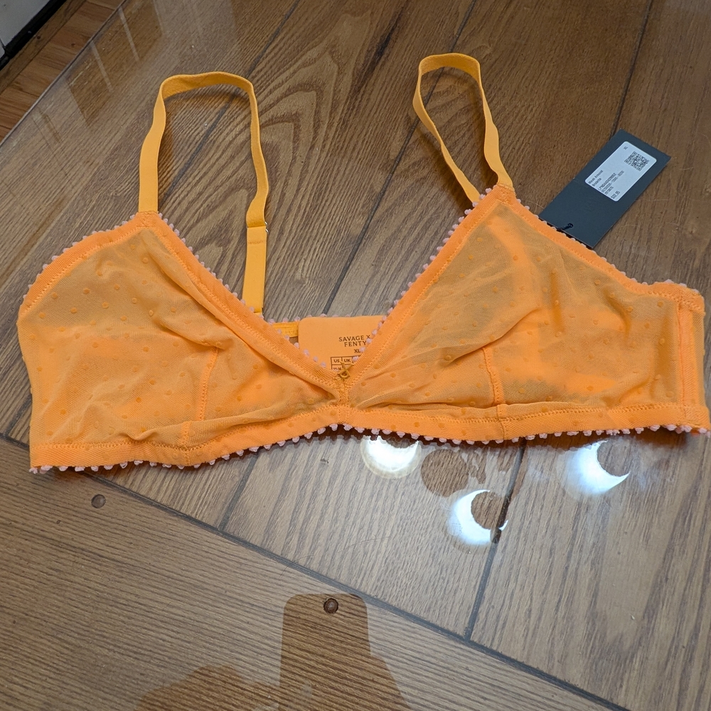 Women's Savage X Fenty Mesh Around Bralette Orange Fetish Size Multiple NWT